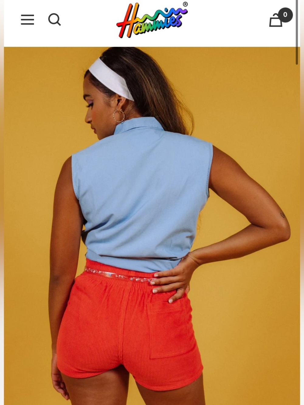 Hammies High-Waist Corduroy Shorts in Red